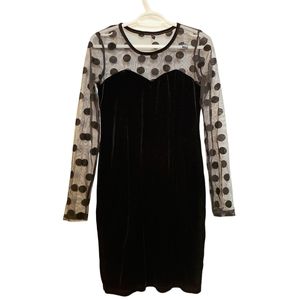 Velvet polkadot mesh dress